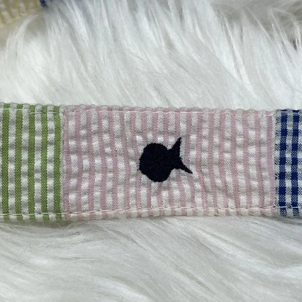 Blue Fish River Maax Belt Patchwork Seersucker D-Ring Preppy Pastel Size Medium